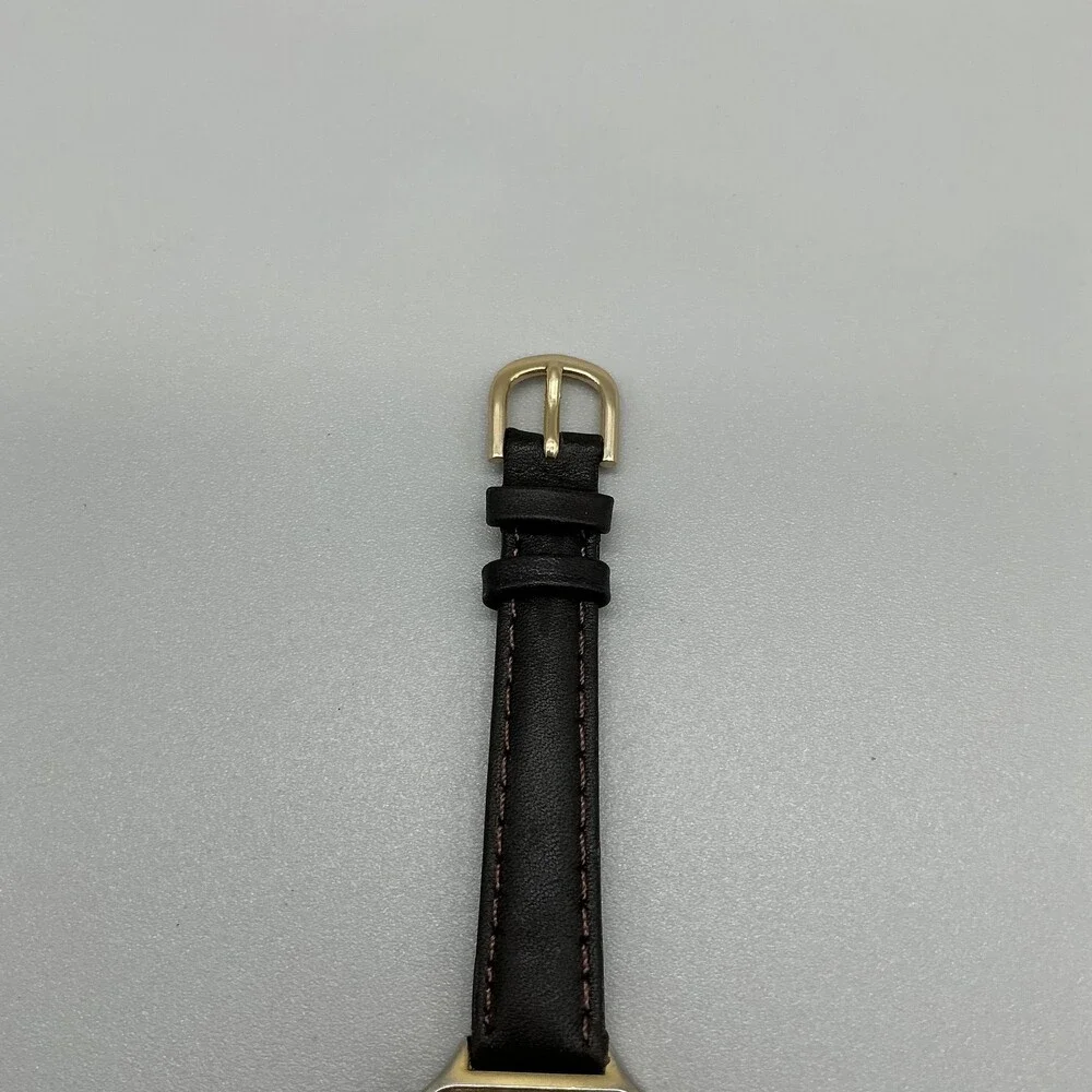 Vintage Advance Womens Watch 23mm Gold LCD Digital Black Leather New Battery